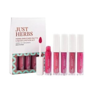 Just Herbs Ayurvedic Liquid Lipstick Kit Set of 5 with Long Lasting, Hydrating, Brights Pinks 10ml