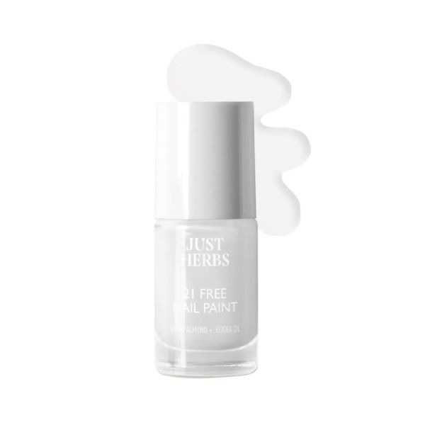 Just Herbs Nail Polish 21 Chemical Free Formula, Quick Dry, Glossy, Jasmine White 6 ml