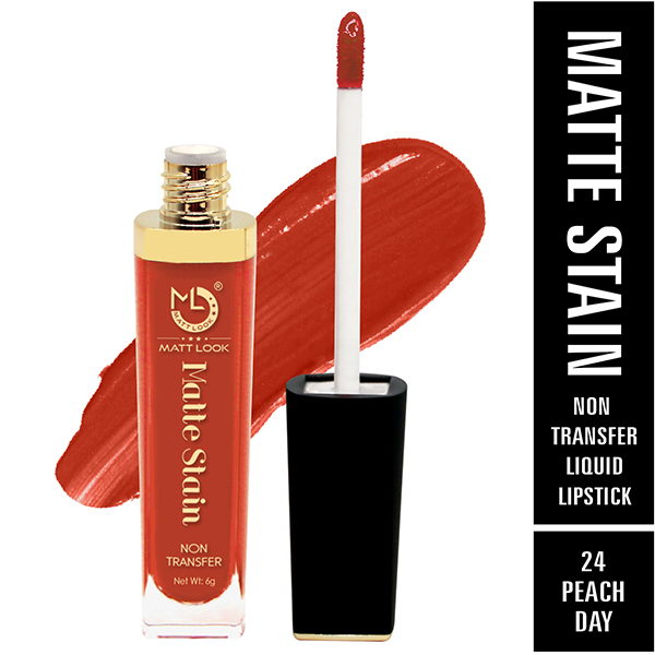 Matt Look Matte Stain Non Transfer Long Lasting Liquid Lipstick for Hydrated - Peach Day 6 gm