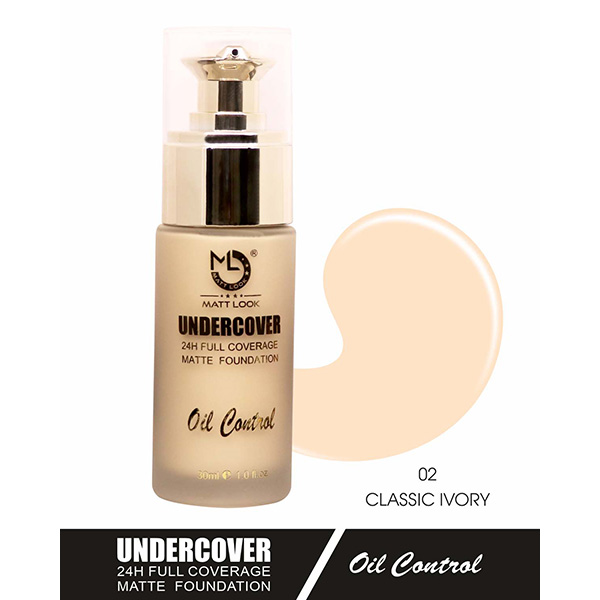 Matt Look Undercover 24H Full Coverage Matte Foundation,Oil Control Classic Ivory 30ml