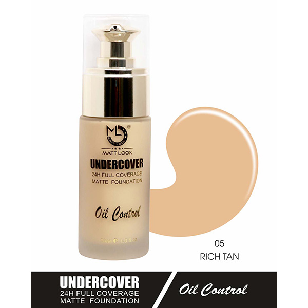 Matt Look Undercover 24H Full Coverage Matte Foundation, Oil Control Rich Tan 30ml